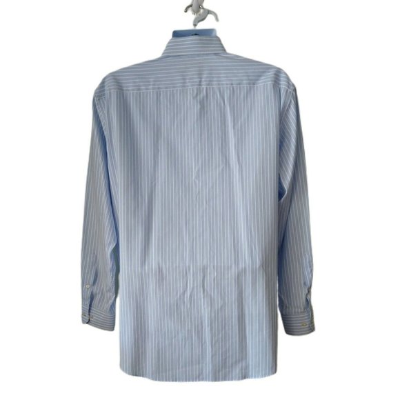 Calibrate Men's Long Sleeve Dress Shirt Blue & White Striped Size 17 1/2 34-35 - Picture 2 of 5